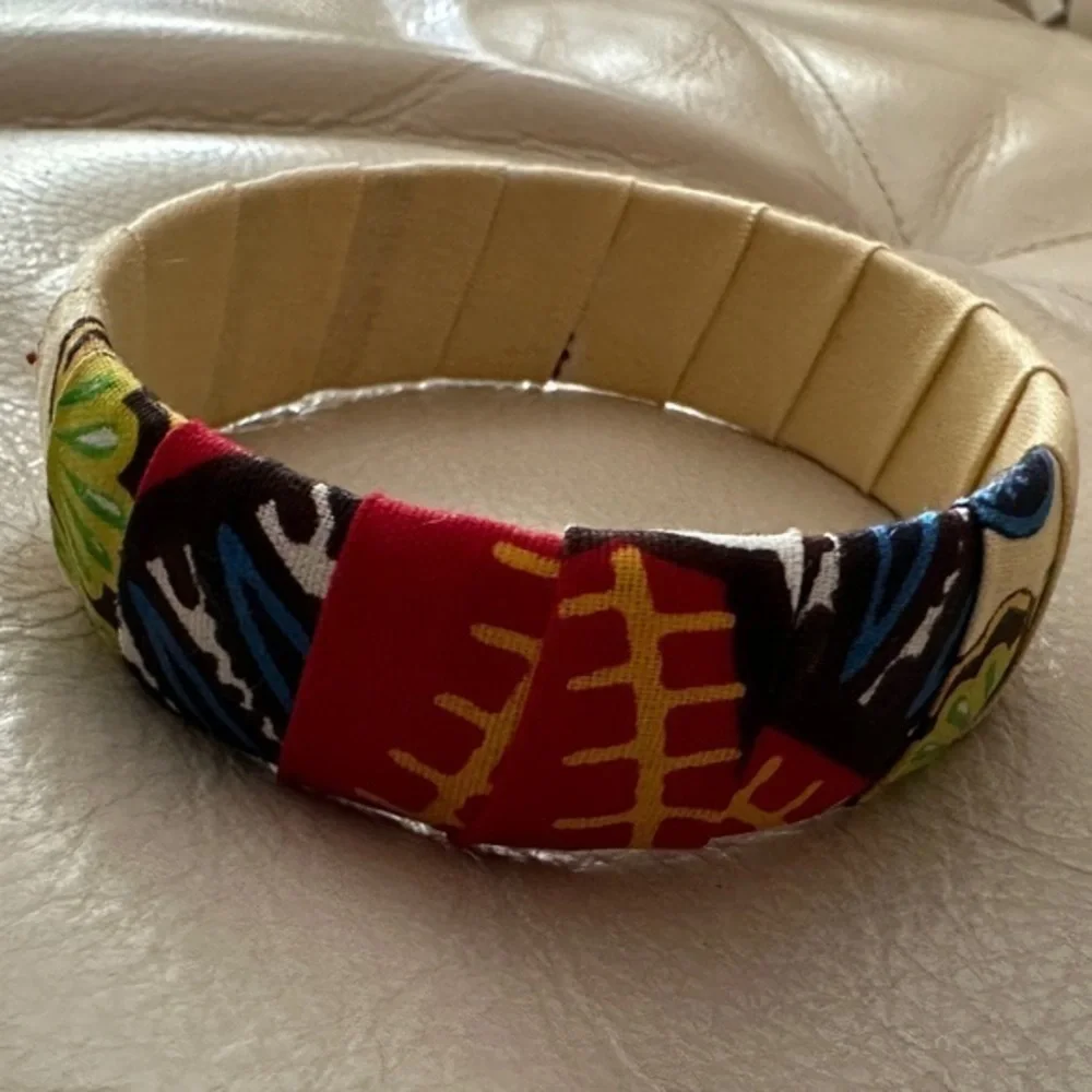Vibrant Multicolor Fabric-Wrapped Bangle Bracelet